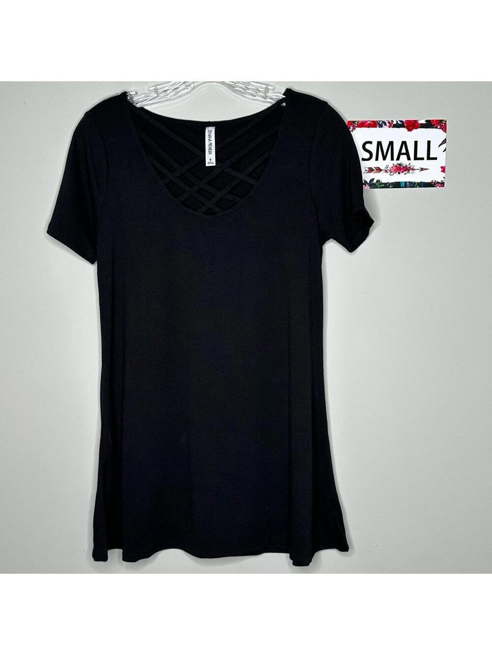 Zenana Premium S triple lattice tee BLACK, Small